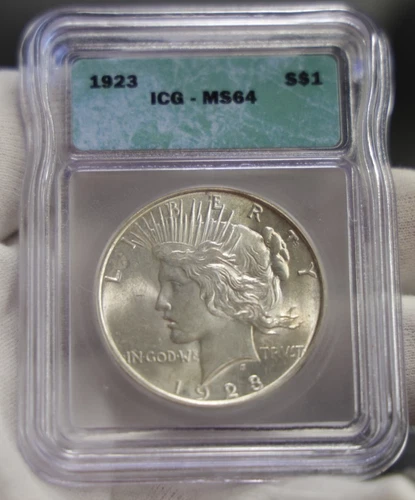 1923 US Peace Silver Dollar $1  ICG MS64 Nice Coin
