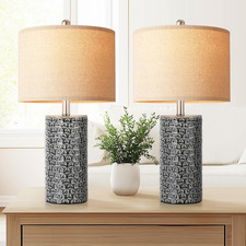23" Rustic Ceramic Table Lamp Set of 2 for Living Room  Bedroom Decor