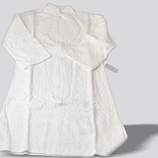 Natori Quilted Caftan Robe Three Quarter Zip Mandarin Collar Quiet Luxury XS