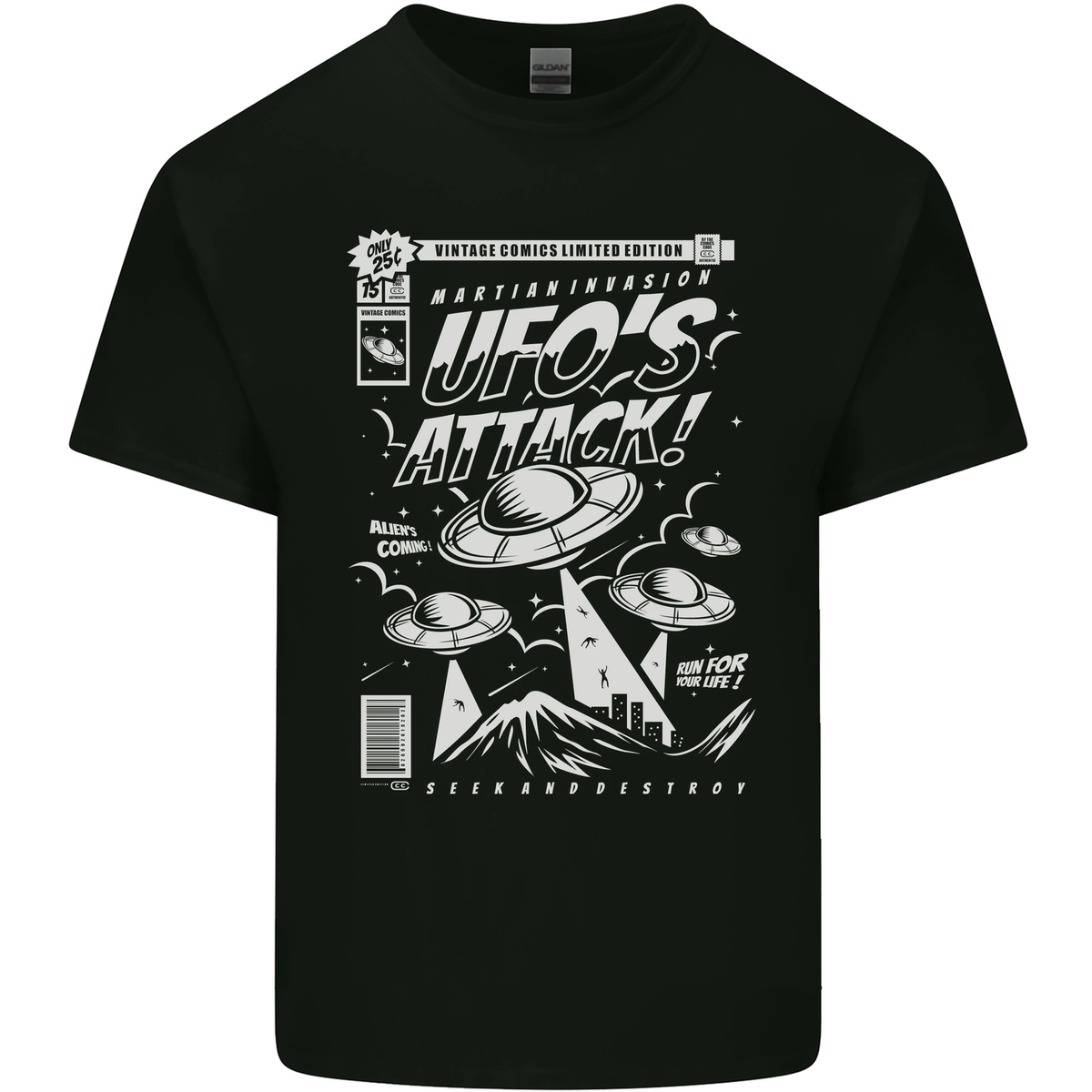 Vintage Space Alien jeu de jeu, T-Shirt soucoupe en détresse