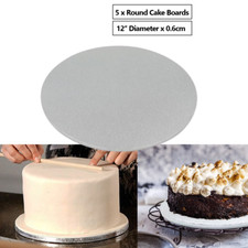 5 x Premium Heavy Duty Professional Cakeboards Round Silver Cake boards 12''