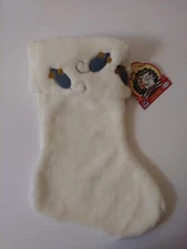 Vo-Toys Felt Cat Holiday Hanging Stocking Fur Fuzzy White Color Christmas