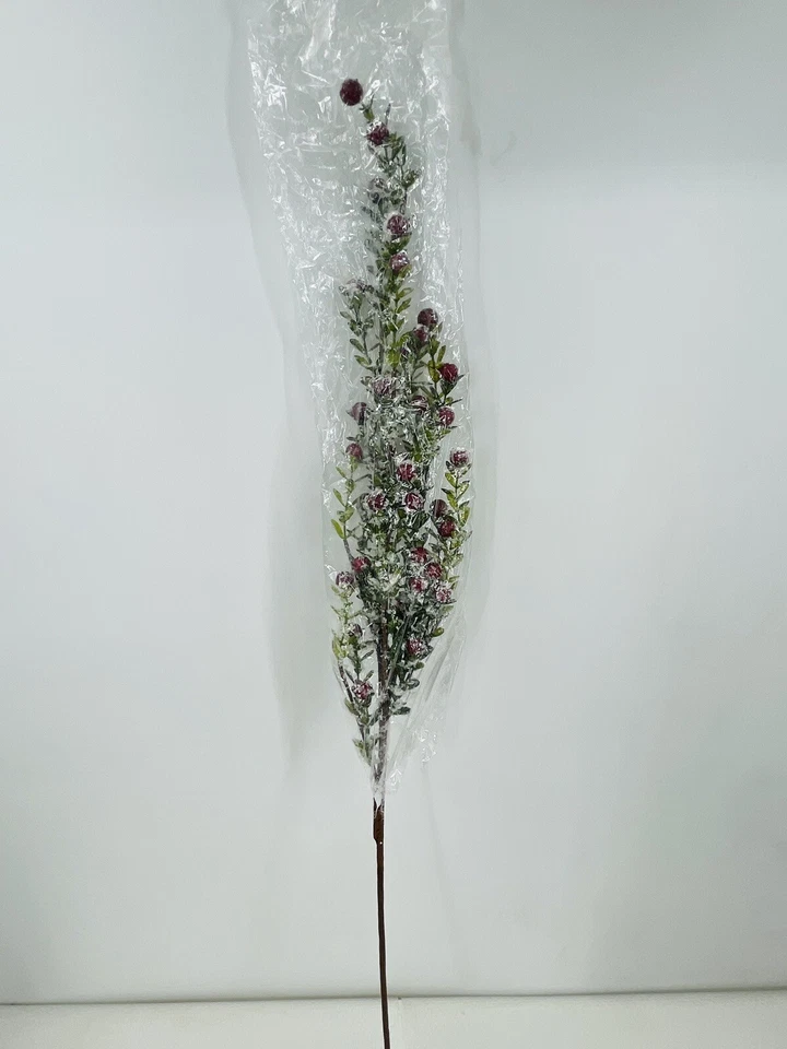 "Tallo de hoja de baya roja nevada brillante de 30"" de K&K Interiors (lote de 8) NUEVO🎄 Foto 2 de 4