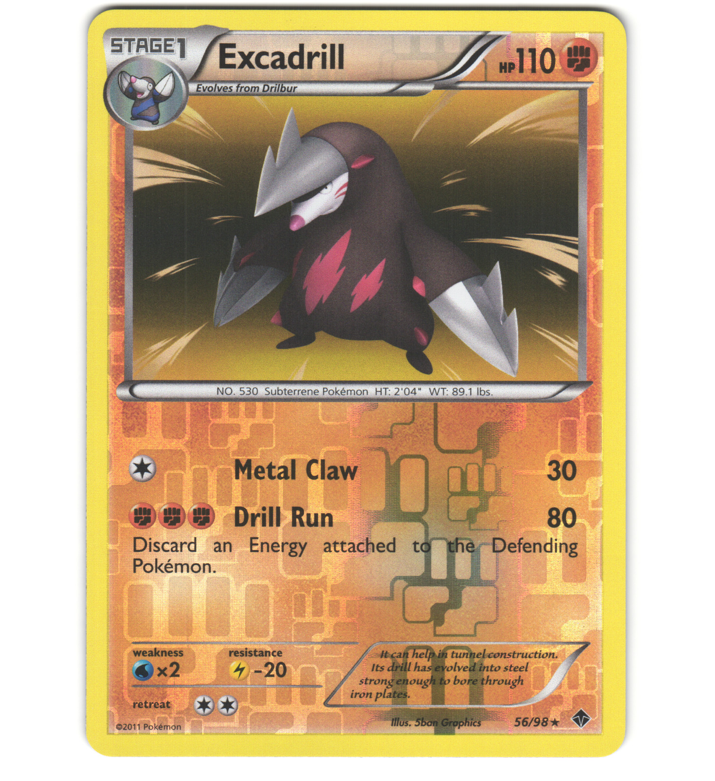 Pokemon 2011 Near Mint NM Excadrill Emerging Powers REVERSE 56/98 Card