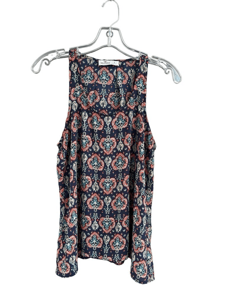 Holister Blue Boho Floral Cami Tank Top Blouse Size Small