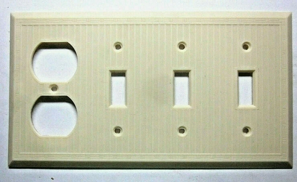 Bryant Deco Líneas Disconectadas Beige Baquelita Interruptor 4 Velocidades Salida Pared Caja Cubierta Placa Foto 2 de 4