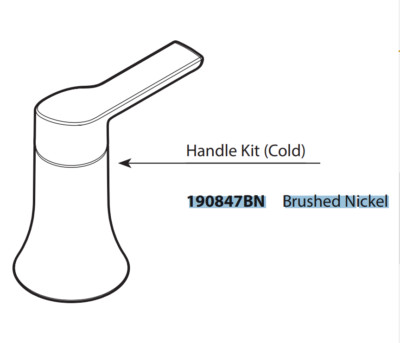 Moen 190847BN Cold Handle Kit Brushed Nickel, for DOUX TS6925BN Roman Tub Faucet