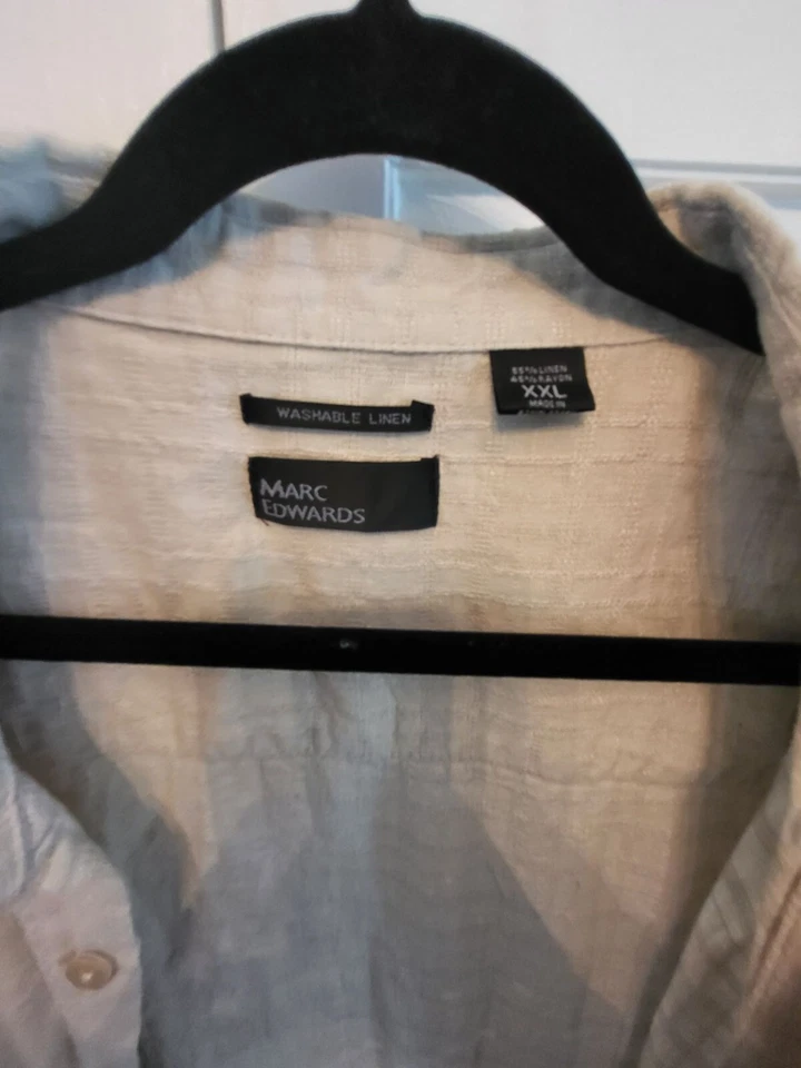 Camisa abotonada de lino/rayón bronceada para hombre Marc Edwards XXL ropa de playa vacaciones resort Foto 4 de 4