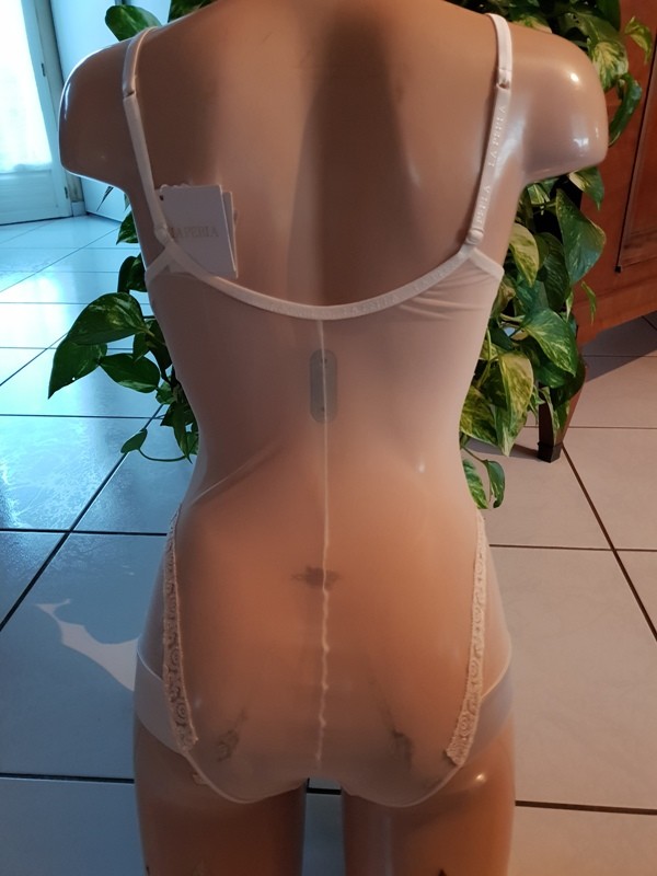 Body La Perla Idylle Taille 90B - Tulle Transparent Couleur Nacré - Neuf Avec Étiquettes - Sous-vêtement Luxe