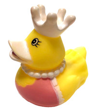 FREE SHIP - SMALL PRINCESS QUEEN WHITE CROWN CRUISING RUBBER DUCK COLLECTIBLE 2"