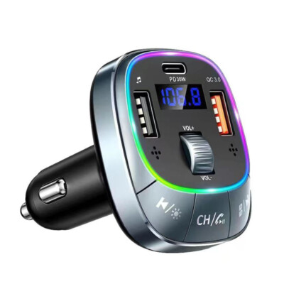 Bluetooth 5.0 Auto Wireless FM Transmitter Adapter USB 30W Charger Hands-Free