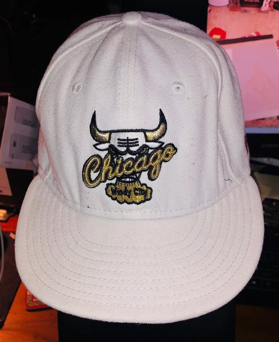 Chicago Bulls Windy City White Gold Logo New Era Adjust Basketball