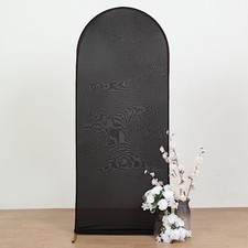 5 ft BLACK Matte Fitted Spandex Round Top Arch Backdrop STAND COVER Party