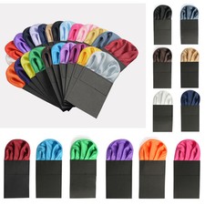 10 PCS Men Solid Plain Pocket Square Prefold Handkerchief Wedding Party Hanky