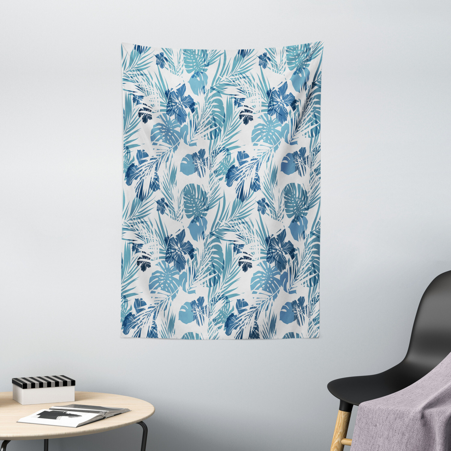 Leaf Tapestry Hawaiian Flowers Palm Tree Print Wall Hanging Decor