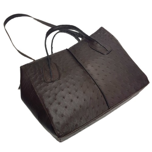 Luxus ECHTE Straußenleder Damen Handtasche Schulter Braun Schulter Tragetasche Tasche - Bild 3 von 12