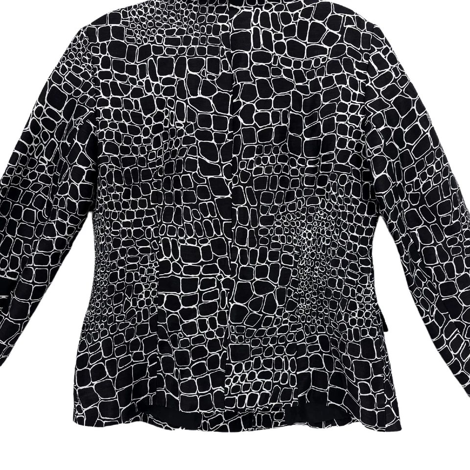 Blazer Chaqueta Ligera Lafayette 148 Lino Seda Negro Blanco Geométrico Talla 2 Foto 4 de 4
