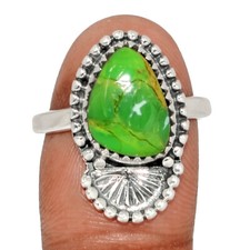 Southwest - Composite Mohave Green Turquoise 925 Silver Ring s.8.5 CR64530