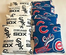 CHICAGO WHITE SOX CUBS CORNHOLE BEAN BAGS SET OF 8 TOP QUALITY TOSS GAME