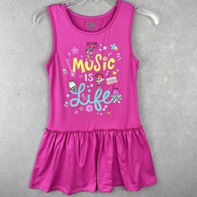 Dreamwork Trolls World Tour Girls Pink Casual Dress Size L (10/12) | eBay