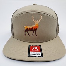 Deer Hunter Gift Richardson 168 7 Panel Flat Bill Mesh Snapback Cap Hat Tan