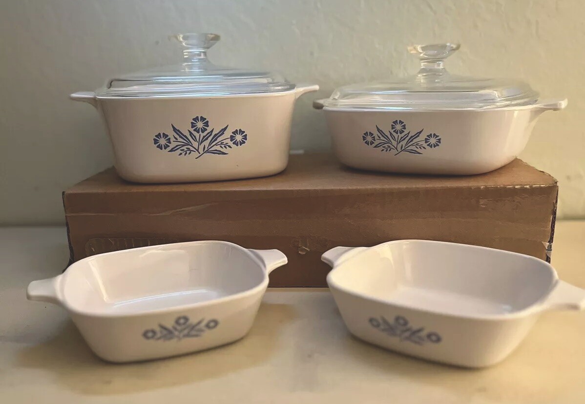 1610-D CORNINGWARE Creations ストーンウェアセット Corning Ware Blue Cornflower 4 Piece Set- EUC Vintage. | eBay