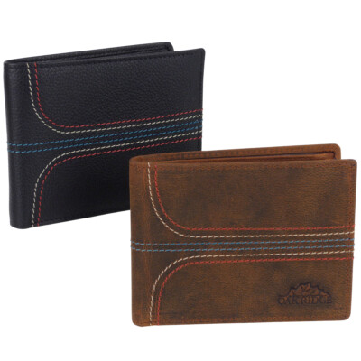 Oakridge Leather Men s Retro Vintage Bi-Fold Flip-Up Wallet