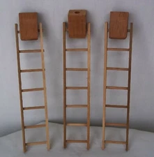 Vintage Dollhouse Miniature Wood Straight Ladder Block 7 Steps Wooden Lot Of 3