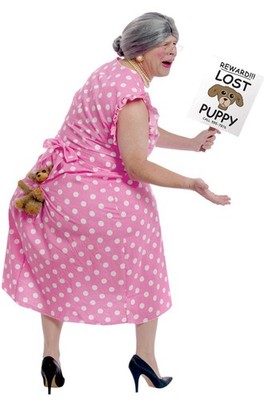 Funny Lost Puppy Grandma Old Lady Adult Costume 788677079757|