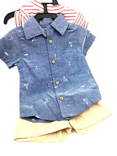 Carter's Baby Outfit Size 0-3m Boys Matching 3pc Set Top Bodysuit Shorts