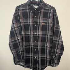 Carhartt L Men  s Cotton Plaid Flannel Long Sleeve Button Up Shirt Black Red Y2K