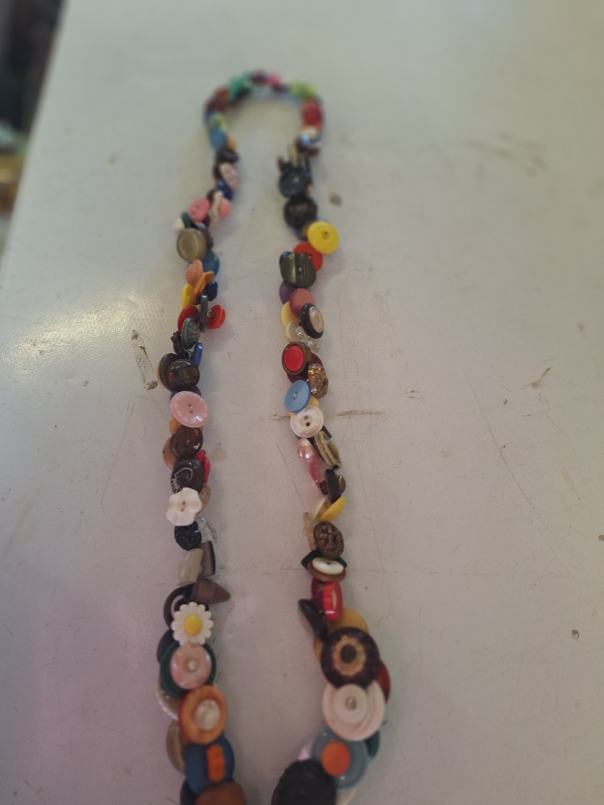 Vintage Button Necklace Dramatic Long Colorful - image 1