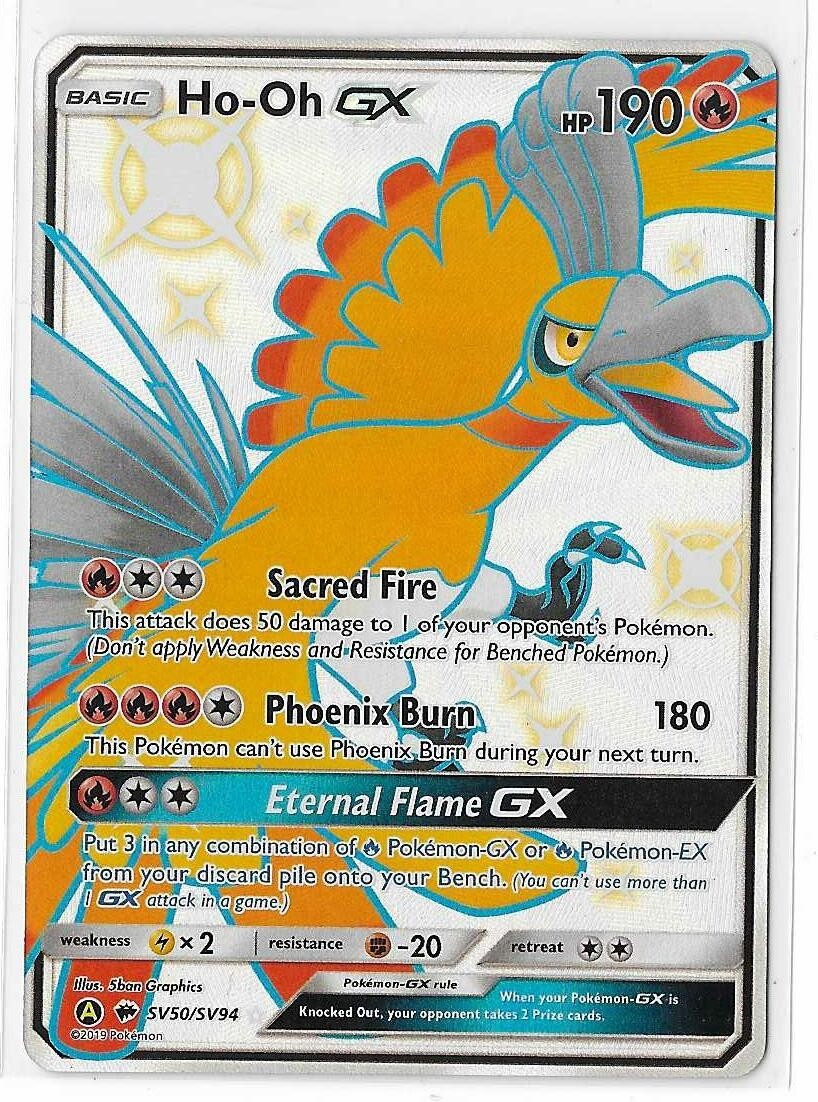 Ho-Oh GX SV50/SV94 Hidden Fates Sun & Moon Full Art Shiny Pokemon