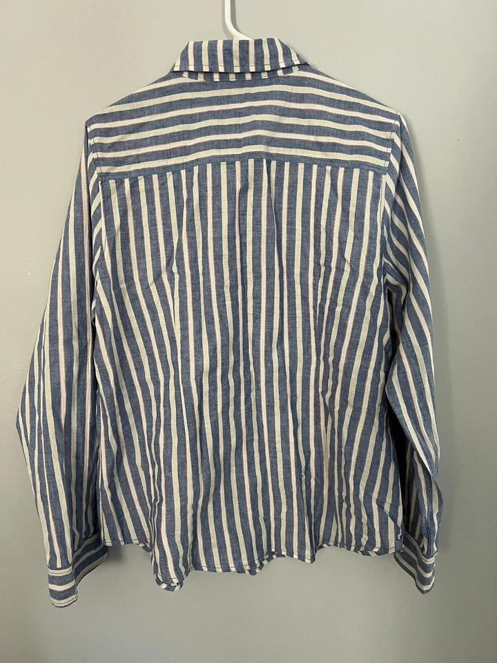 Izod Shirt Men XL Nautical Striped Linen Blend Button Long Sleeve Casual NWT - Image 4 of 4