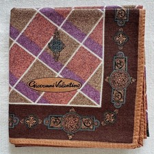 VTG Handkerchief Cotton Brown Purple Lattice Diamond Pattern Pocket Square 18 K1