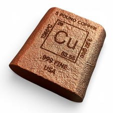 5 Five Pound .999 Copper Bullion Bar By Unique Metals Laser Engraved