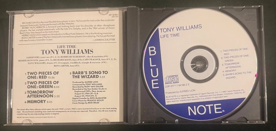 Anthony Tony Williams CD Lifetime - Blue Note - MINT - Image 2 of 2