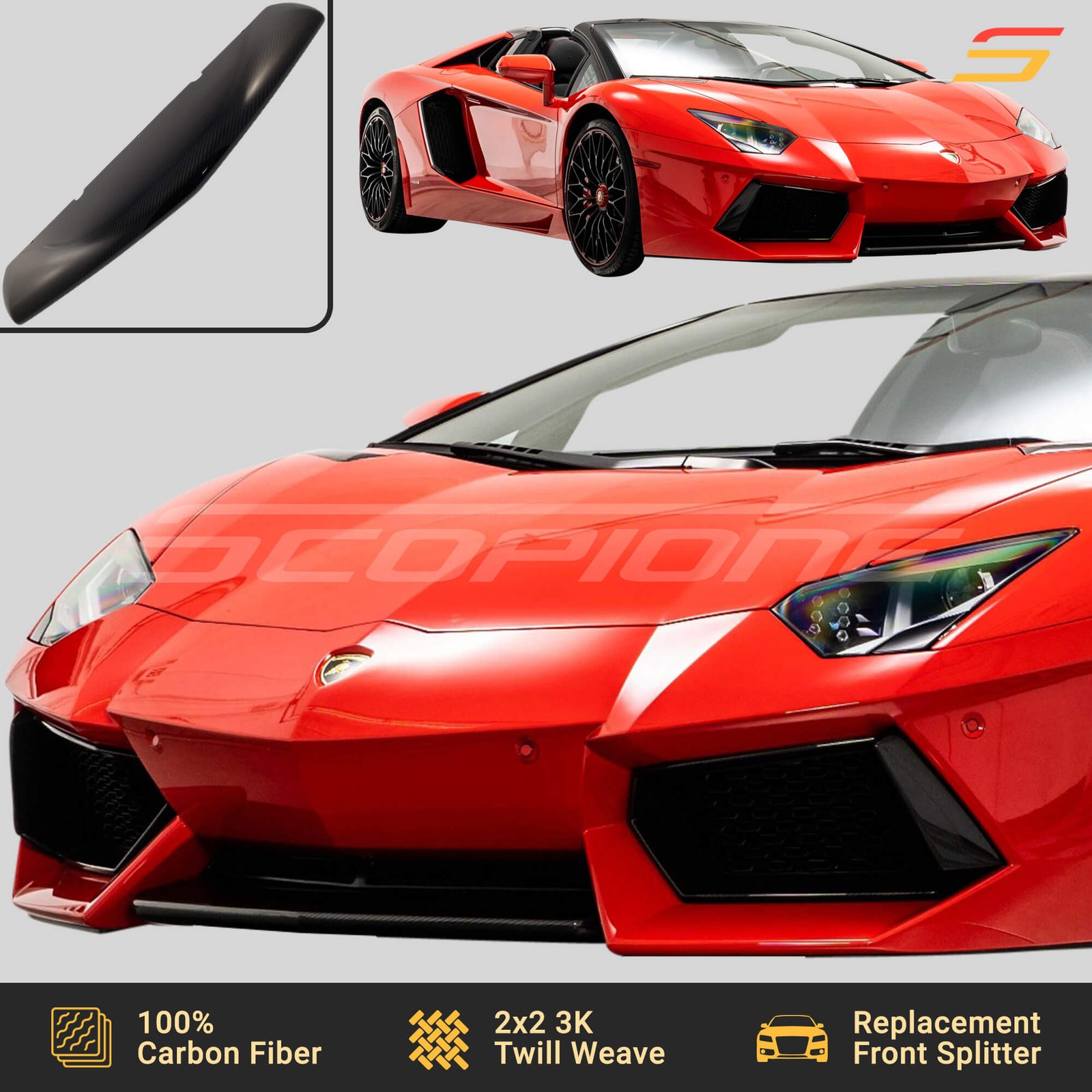 Scopione Carbon Front Bumper Splitter for Lamborghini 12-17 Aventador LP700-4