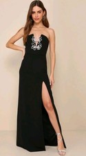 Lulus Striking Aura Black Pearl Strapless Mermaid Maxi DressSize Med New
