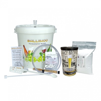 Balliihoo Basic Homebrew Starter Equipment & 40 Pint Pilsner Kit, 1 kg Brühzucker