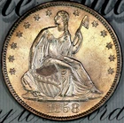 1858-O SUPERB+ GEM BU MS SEATED LIBERTY HALF-DOLLAR DC372 FROM MATTHEWS HOARD