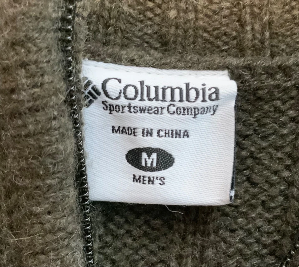 Suéter Columbia Hombre Talla M 100% Lana 1/4 Cremallera Pullover Cable Tejido Verde Foto 3 de 4