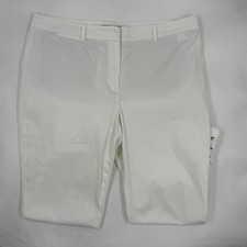 Talbots Women Ankle Dress Pants Size 14 White Cotton Blend Stretch Slim Straight