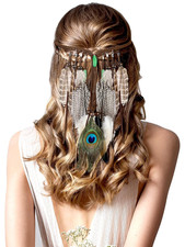 Feather Hippie Headband for Women - Indian Feather Hair Accessories for Costume
