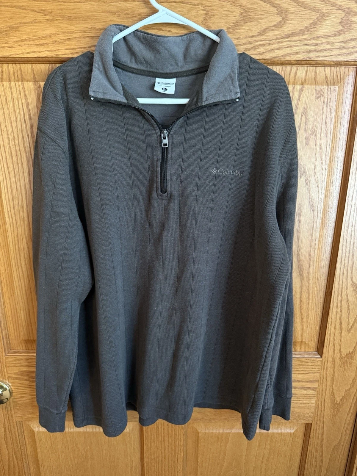 Columbia Sweater Men's XL Gray Fleece Sweatshirt Quarter Zip Long Sleeve