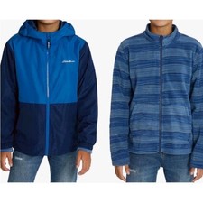 Eddie Bauer Kids Blue 3-in-1 System Jacket Hooded Shell and Fleece Liner M 10/12
