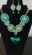 collar de Mujer artesanal mexicano corazon vidrio soplado hand Made Necklace