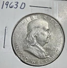 1963 D Benjamin Franklin Half Dollar Denver Mint 90% Silver Coin LOOK, NICE!!!