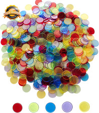 500 Pcs Transparent Counting Chips 3/4" Bingo Game Mixed Color 19mm