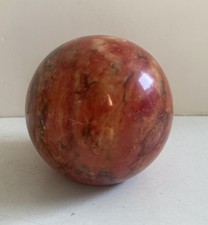 Vintage Italian marbled alabaster stone ball paperweight mid century